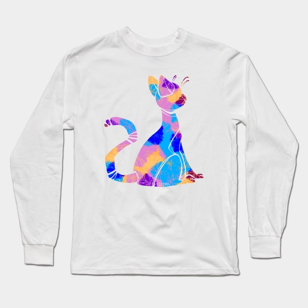 Colourful Cat Long Sleeve T-Shirt by Lledra